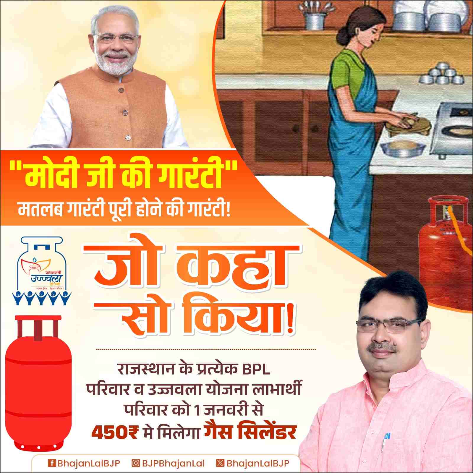 राजस्थान ₹450 उज्ज्वल गैस सिलेंडर